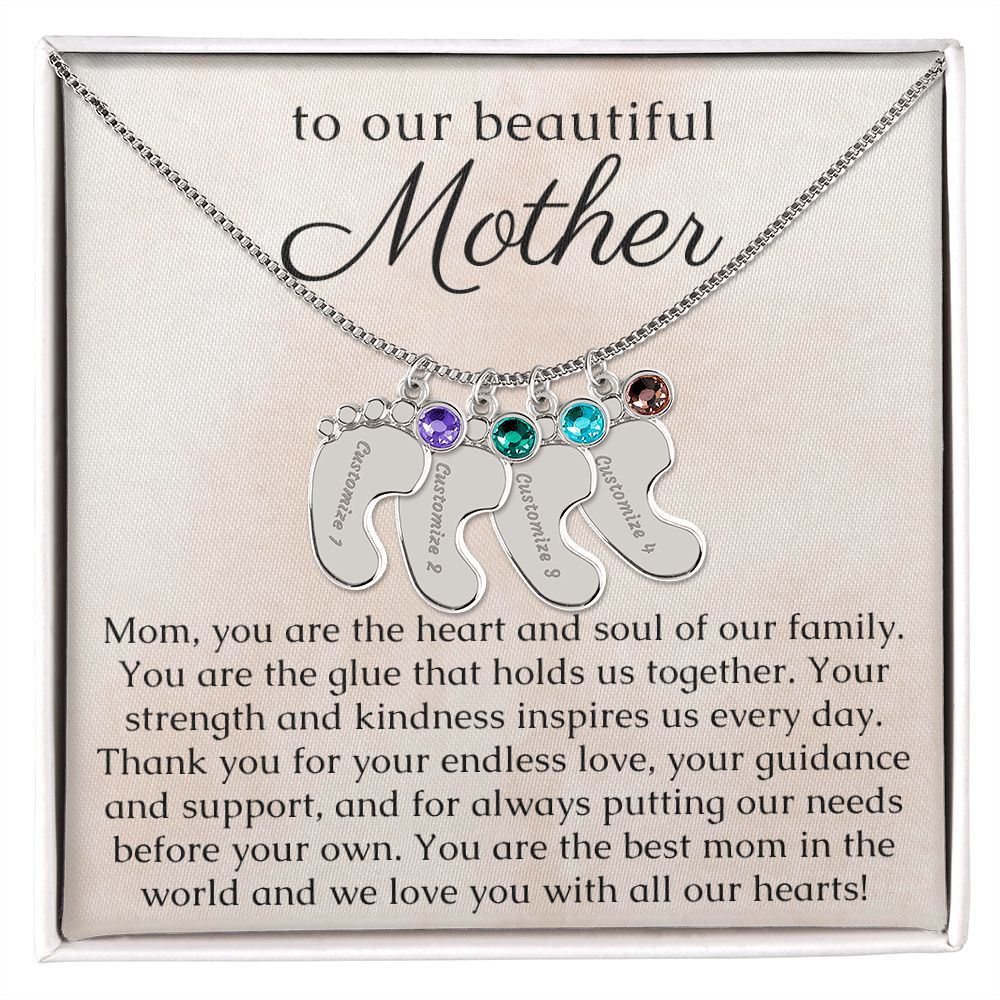 Unique Engraved Birthstone Necklace for Mothers Personalized Name Necklace Mother Gift