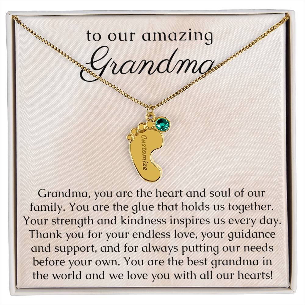 Grandma Necklace Gift, Birthstone Necklace with Name Engraving