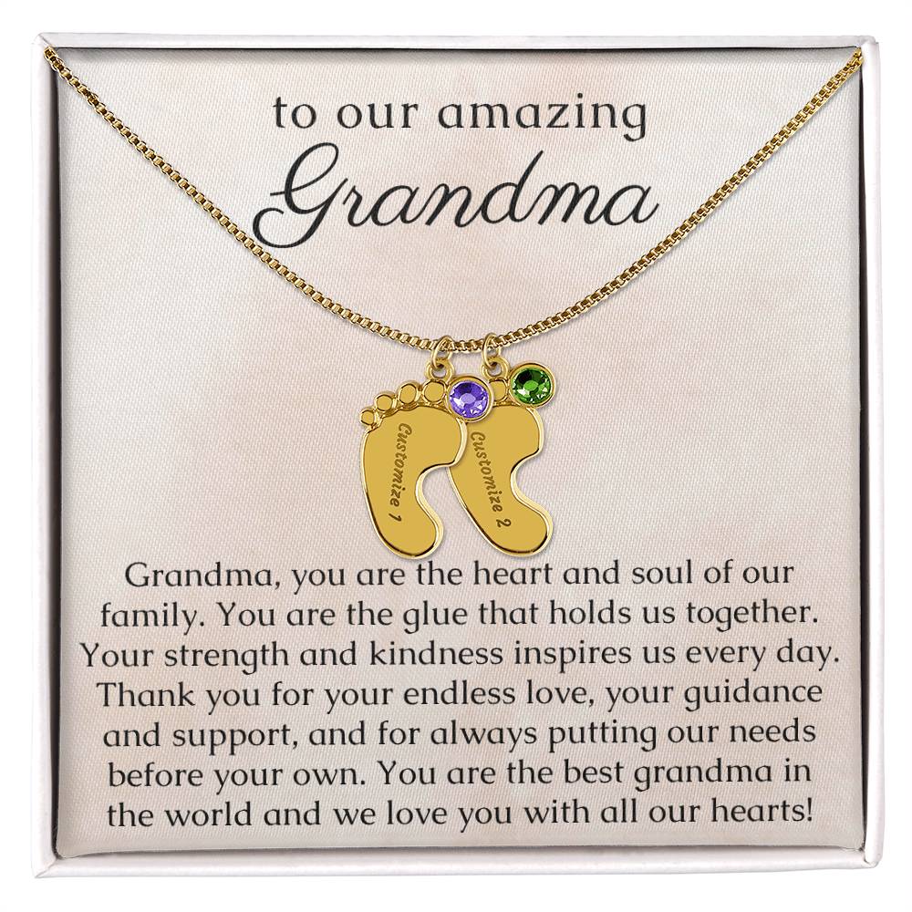 Grandma Necklace Gift, Birthstone Necklace with Name Engraving