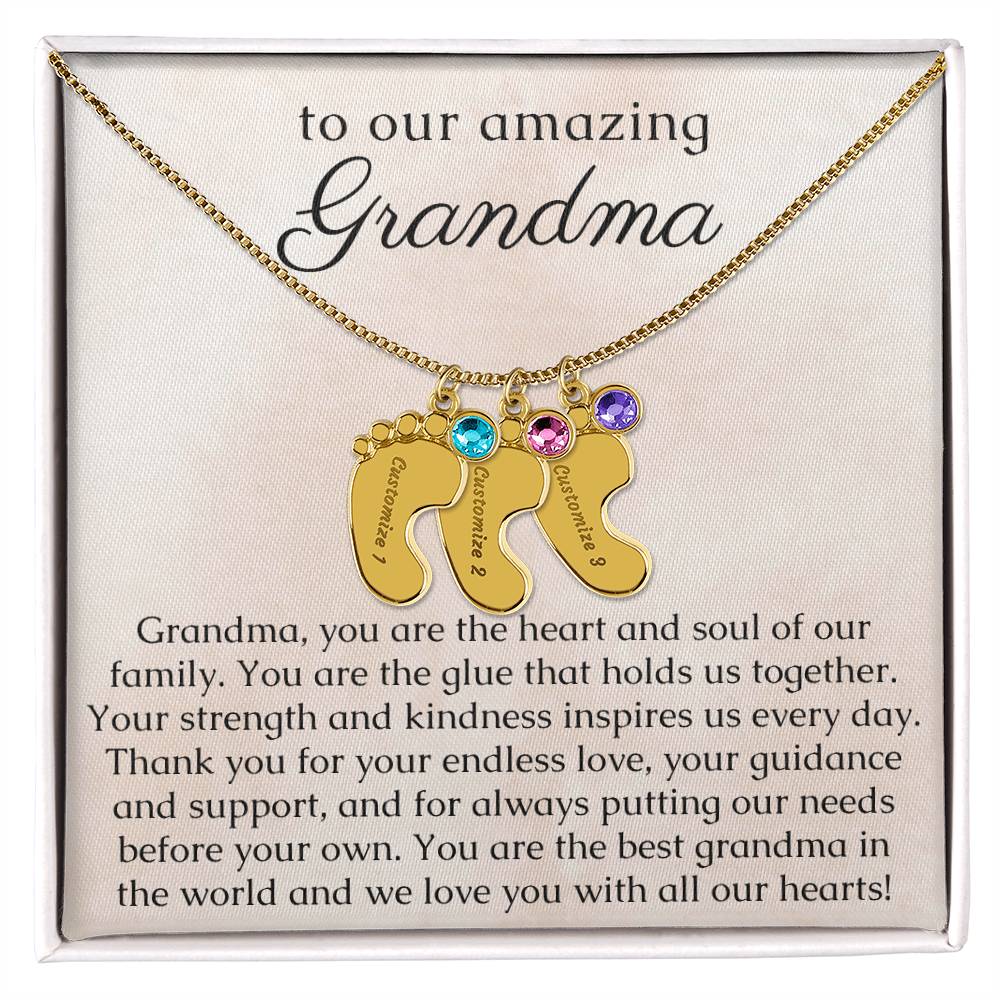 Grandma Necklace Gift, Birthstone Necklace with Name Engraving