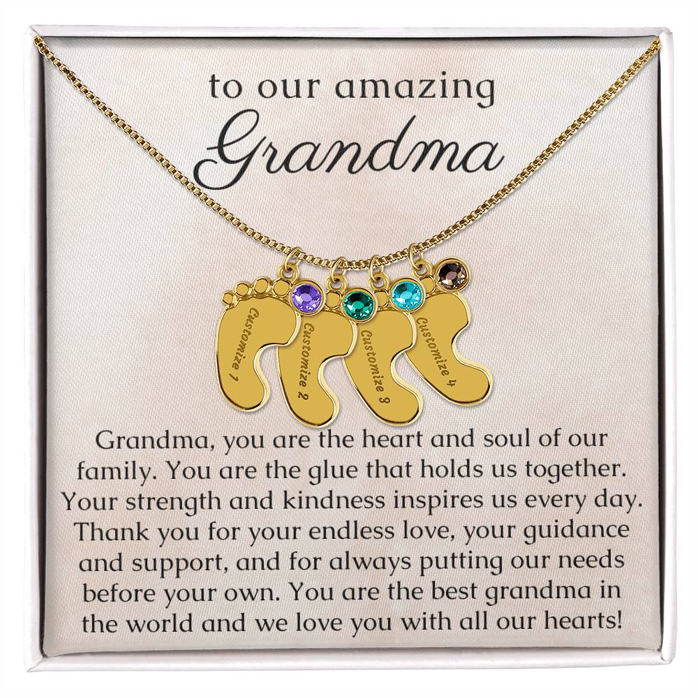 Grandma Necklace Gift, Birthstone Necklace with Name Engraving