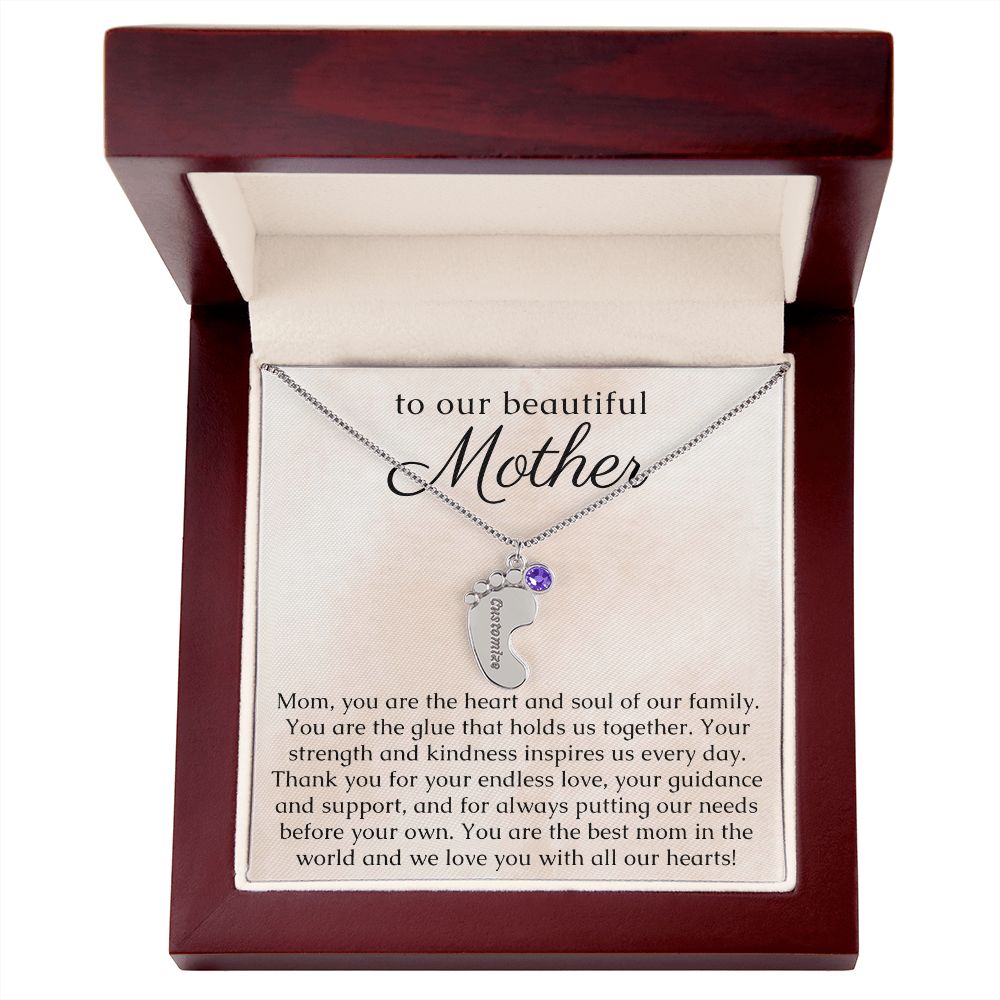 Unique Engraved Birthstone Necklace for Mothers Personalized Name Necklace Mother Gift