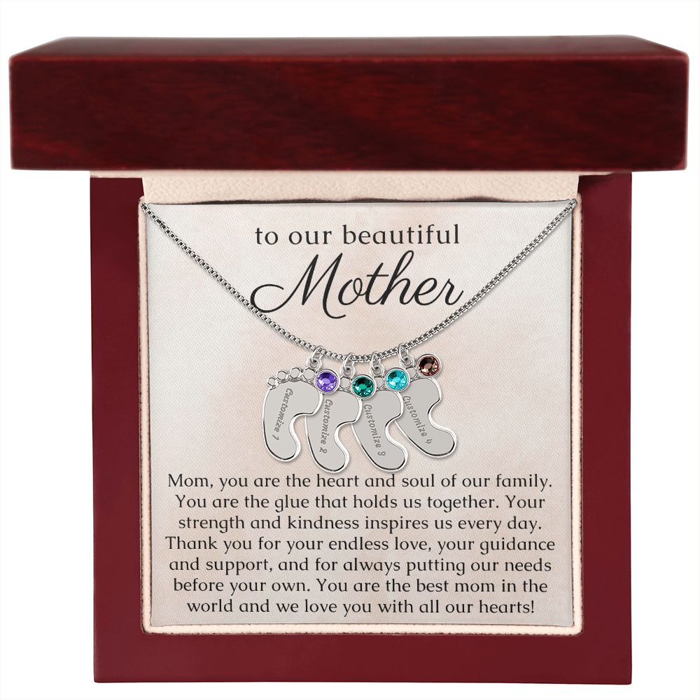 Unique Engraved Birthstone Necklace for Mothers Personalized Name Necklace Mother Gift