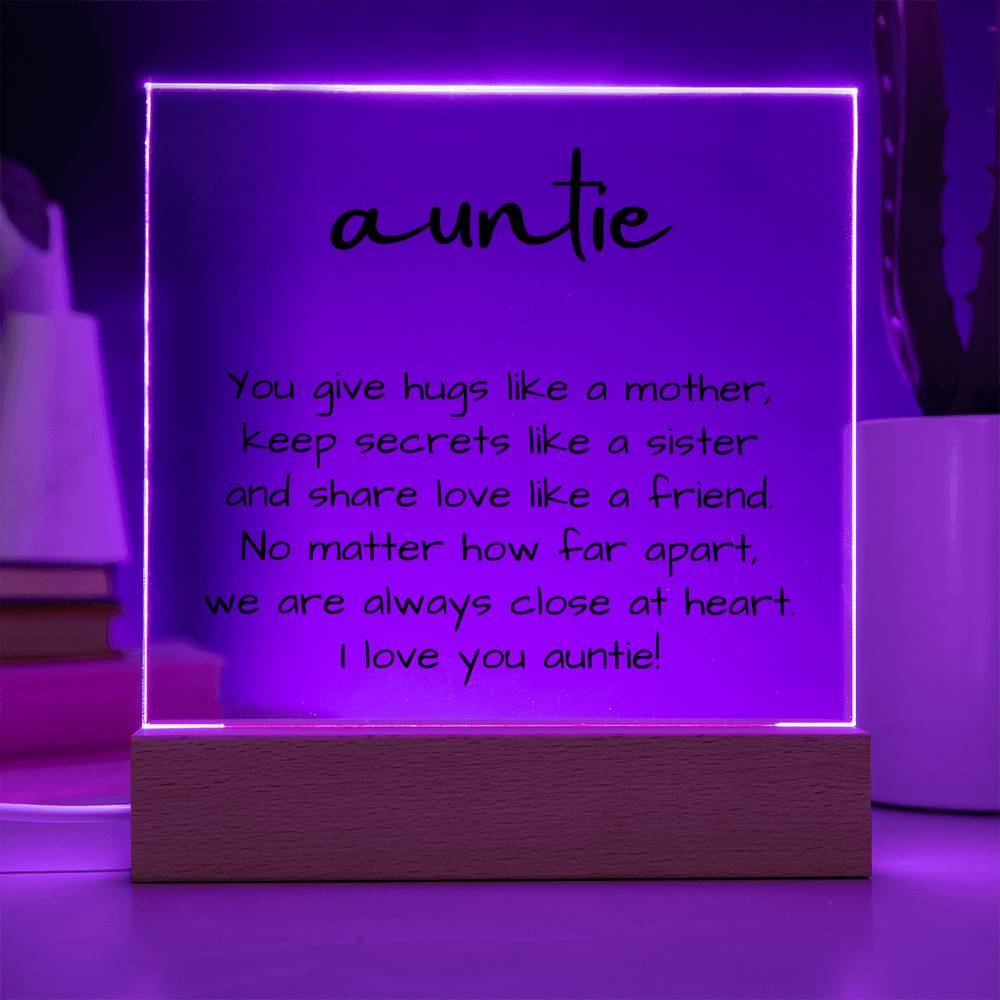 Auntie Gift, Acrylic Plaque with LED for Aunt