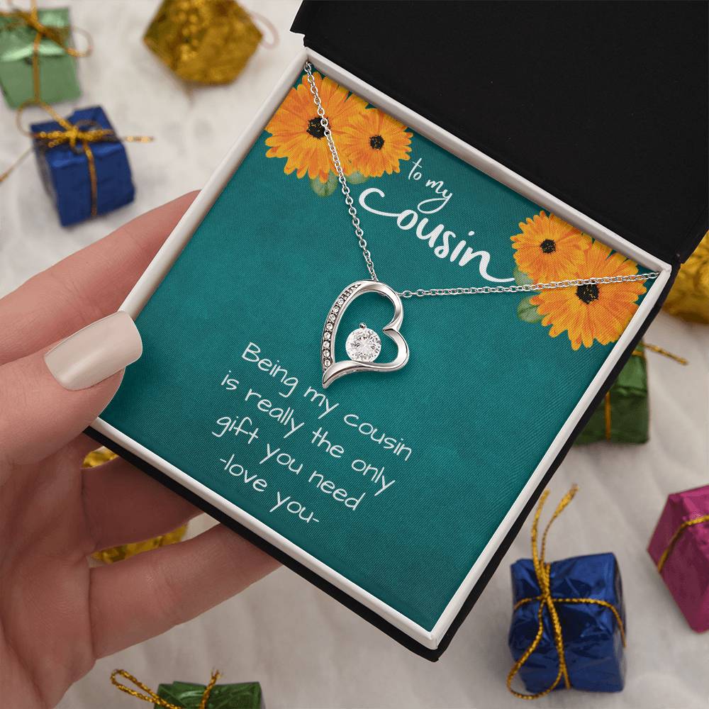 Funny Gift for Cousin, Heart Necklace for Cousin with Sarcastic Message