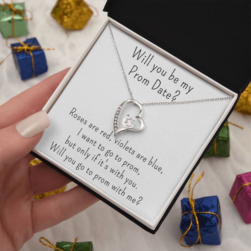 Prom Proposal Gift for Girls, Heart Necklace with Poem