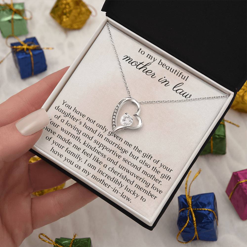 Mom In Law Gift from Groom, Heart Necklace with thoughtful Message