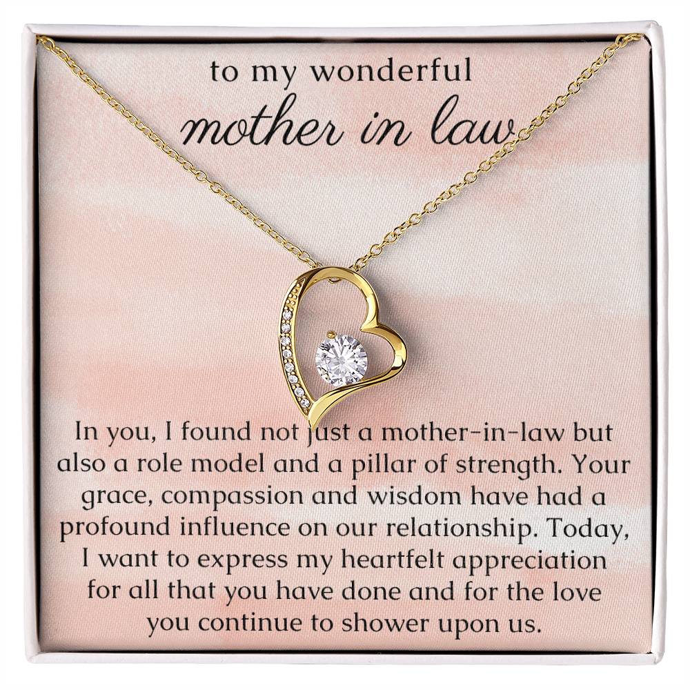 In Laws Gift, Heart Necklace for Mother In Law