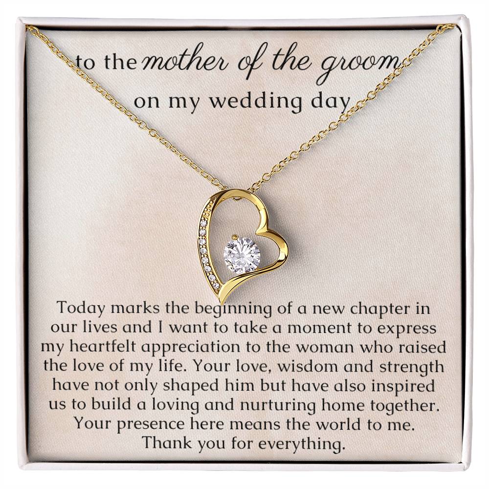 Heart Necklace for the Mother of the Groom on the Wedding Day