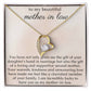 Mom In Law Gift from Groom, Heart Necklace with thoughtful Message