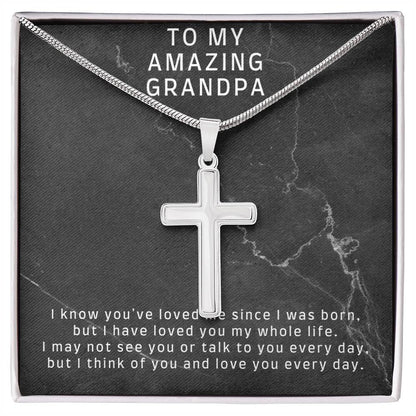 Personalized Stainless Steel Cross Gift for Grandpa, Add Name & Closing