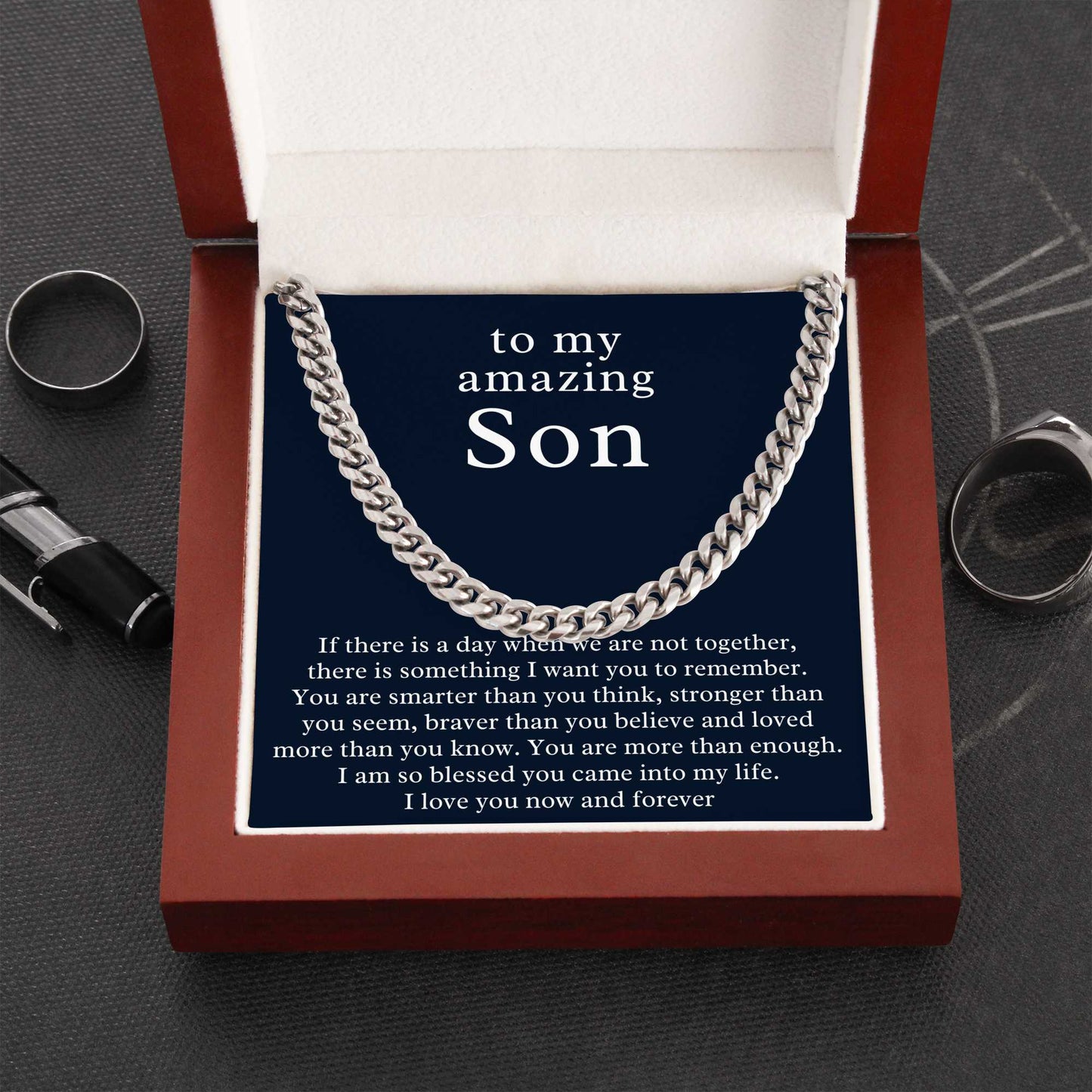 Cuban Chain Necklace for Son w/ Message Card